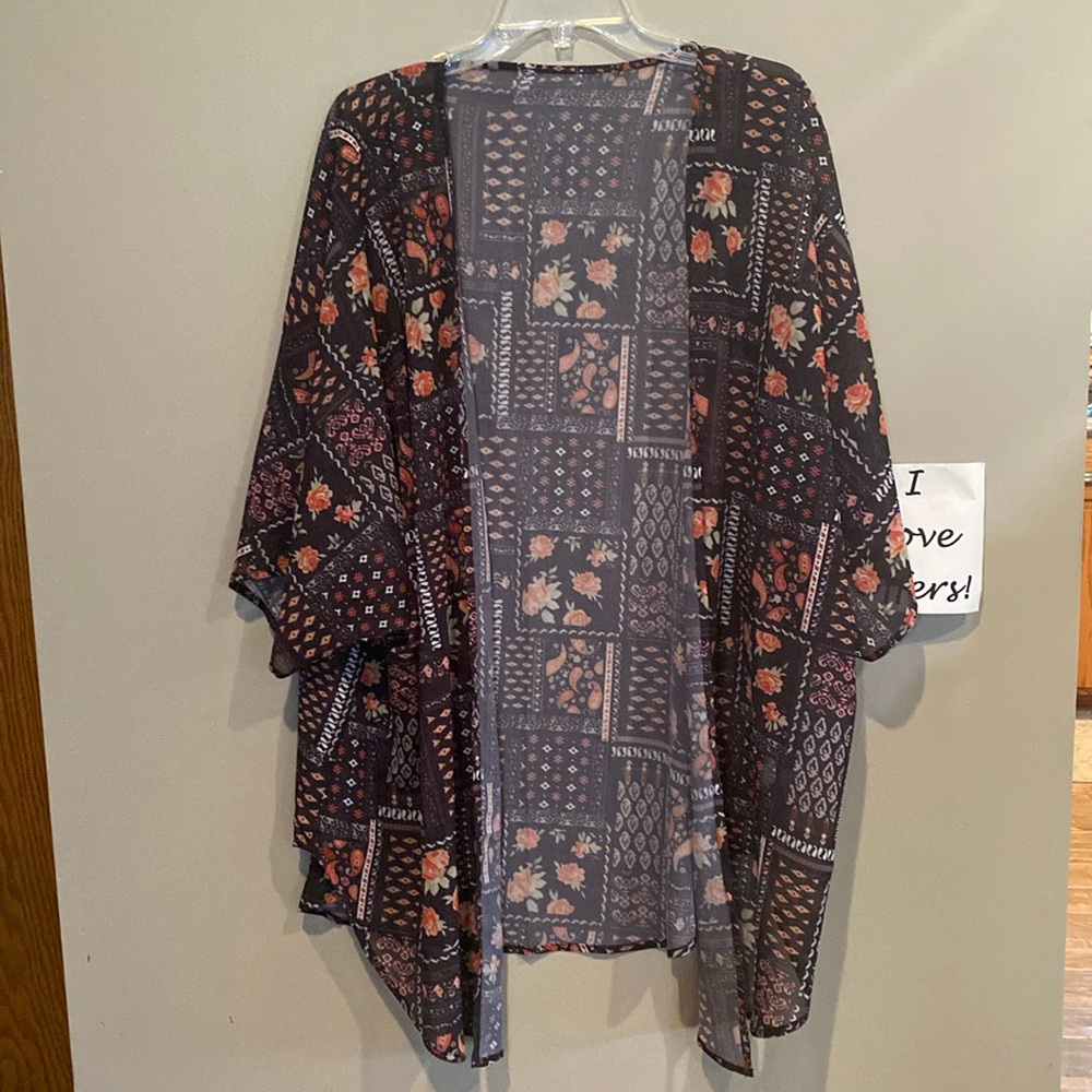 Black and Coral Sheer topper